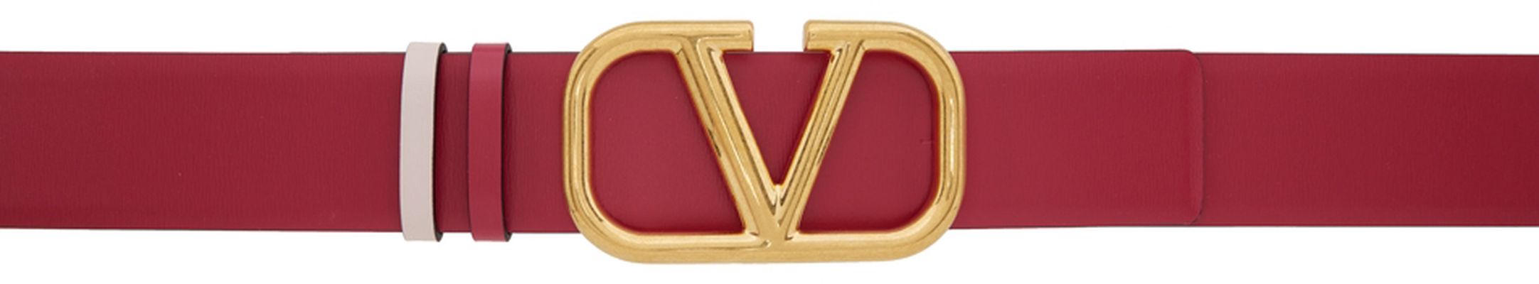 Valentino Garavani Reversible Pink & Off-White VLogo Signature Belt