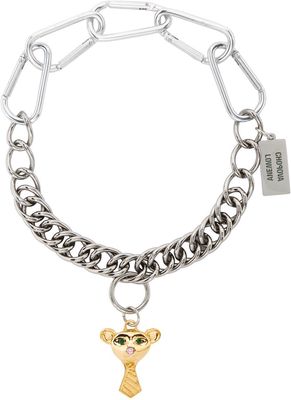 Chopova Lowena SSENSE Exclusive Silver & Gold Bear Pendant Necklace