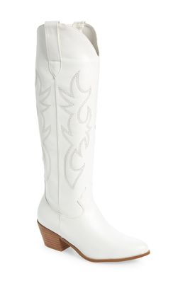 Billini Urson Knee High Western Boot in White Leather