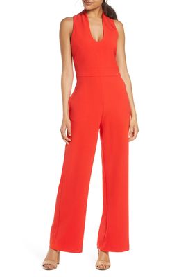 Vince Camuto U-Neck Sleeveless Kors Crepe Jumpsuit in Red