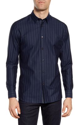 TED BAKER LONDON Slim Fit Dot Stripe Button-Up Shirt in Navy