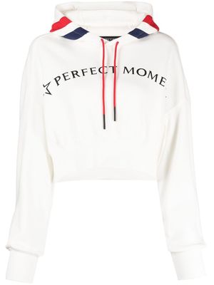 Perfect Moment embroidered-logo cropped hoodie - White