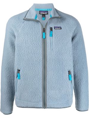 Patagonia logo-patch zip-up fleece jacket - Blue