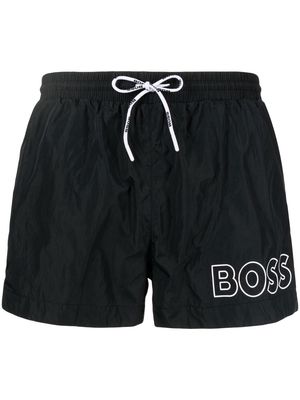 BOSS logo-print swim shorts - Black