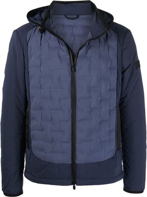 Peuterey quilted-panel hooded jacket - Blue