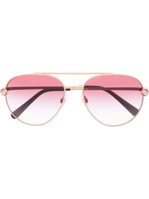 Dolce & Gabbana Eyewear crystal-embellished pilot-frame sunglasses - Gold