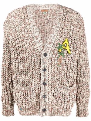 Alanui letter-patch knitted cardigan - Neutrals