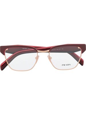 Prada Eyewear sculpted arms rectangle-frame glasses - Red