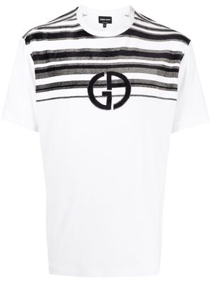 Giorgio Armani logo-strpie short-sleeve T-shirt - White