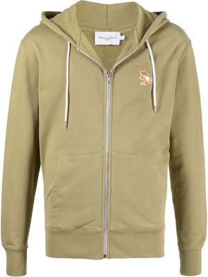 Maison Kitsuné Chillax Fox-patch zip-up hoodie - Green