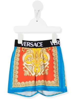 Versace Kids baroque-pattern print shorts - Gold