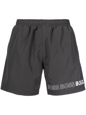 BOSS logo-print swim shorts - Grey
