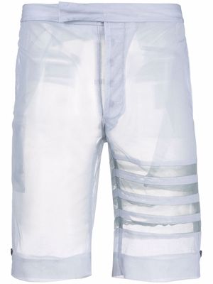 Thom Browne 4-Bar stripe classic backstrap tulle shorts - Grey