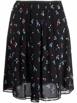 Emporio Armani abstract-print midi skirt - Black