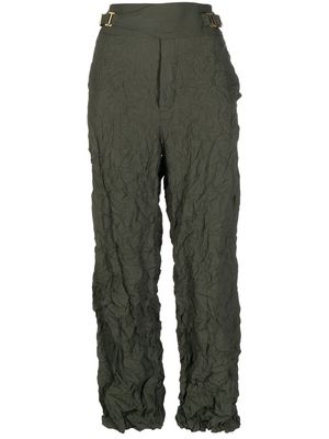 Dion Lee crinkle-effect interlocked trousers - Green