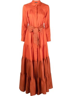 Kiton tiered maxi shirt dress - Orange