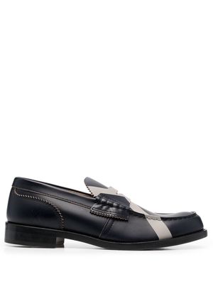 college cross-print leather loafers - Black