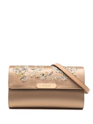 Alberta Ferretti floral-sequin clutch bag - Neutrals