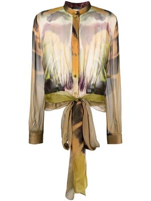 Alberta Ferretti maxi butterfly-print silk blouse - Green