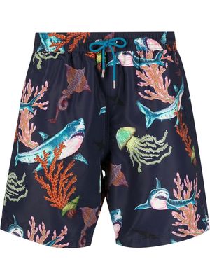 PAUL SMITH ocean-print swim shorts - Blue