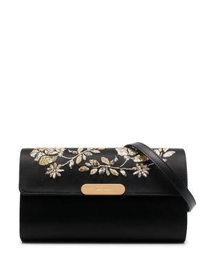 Alberta Ferretti floral-sequin clutch bag - Black
