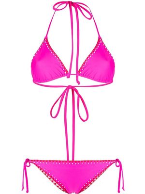 P.A.R.O.S.H. bead-embellished halterneck bikini - Pink