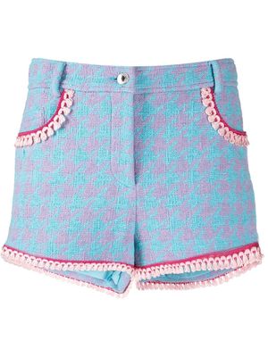 Moschino houndstooth-print short shorts - Blue