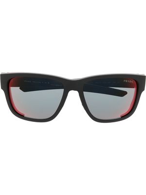 Prada Eyewear logo plaque mirrored sunglasses - Black