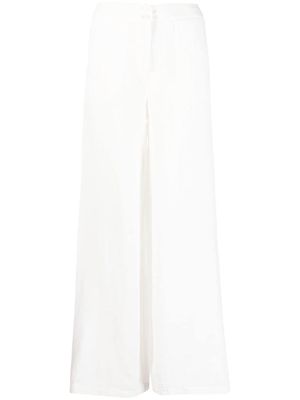 120% Lino high-waisted straight-leg trousers - White