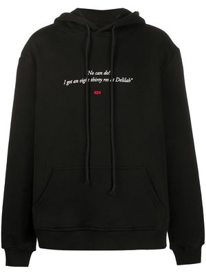 424 long sleeve quote print hoodie - Black