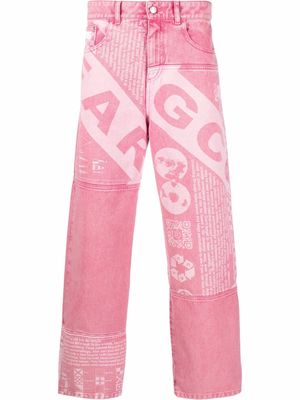 Gcds logo-print wide-leg jeans - Pink
