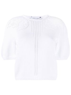 Alberta Ferretti pointelle-knit cotton top - White
