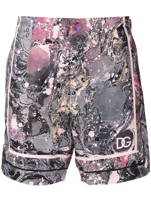 Dolce & Gabbana abstract-print branded deck shorts - Pink