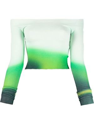 Off-White off-shoulder gradient style top - Green