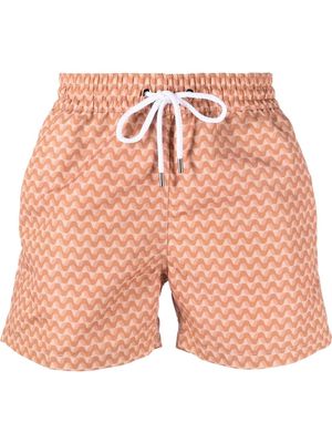 Frescobol Carioca Copacabana Mirage wave-print swim shorts - Orange