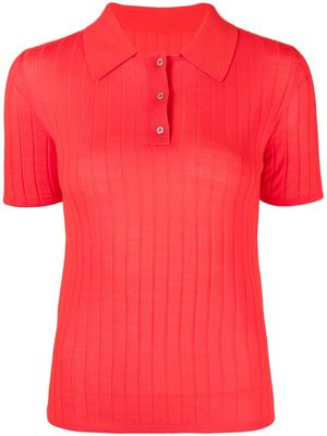 Dion Lee merino-wool ribbed polo top - Red