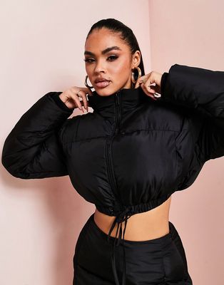 ASOS LUXE puffer jacket in black - part of a set