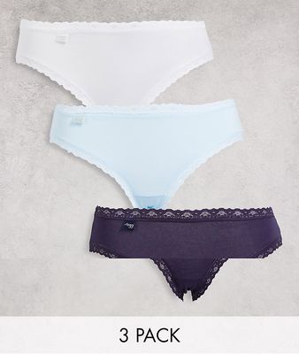 Sloggi 24/7 Weekend hipster brief 3 pack with lace trim in blue combination-Multi