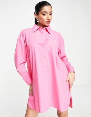 In The Style x Perrie Sian oversized shirt dress in pink