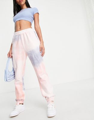 Lost Ink tie dye sweatpants with pocket detail in pink and gray-Multi