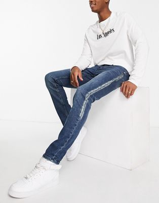 WESC Bob straight fit jeans in mid wash-Blue