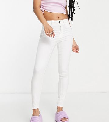 Noisy May Petite Callie high rise skinny jeans in white