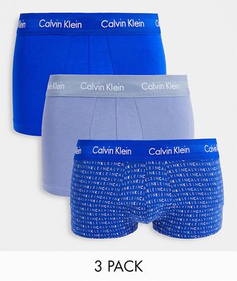 Calvin Klein 3 pack Cotton Stretch low rise trunks-Blue