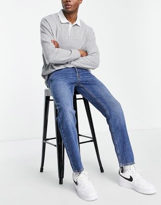Jack & Jones Intelligence Mike straight fit jeans in mid blue