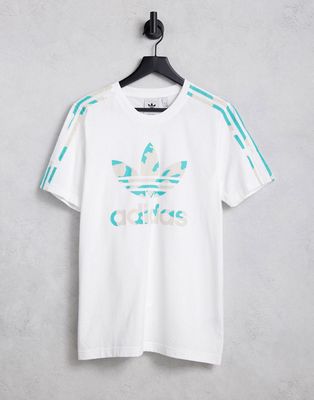 adidas Originals camo logo infill t-shirt in white