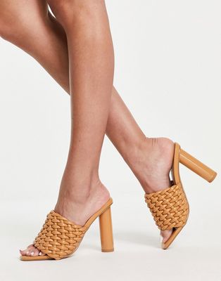 RAID Knottie mule heeled sandals in beige-Neutral