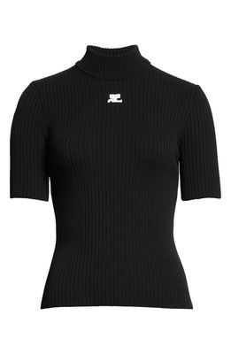 Courreges Short Sleeve Sweater in Black