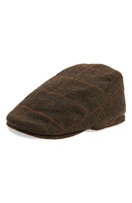 Barbour Cheviot Driving Cap with Ear Flaps in Olive Herringbone