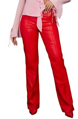 HOUSE OF CB Elenaora Faux Leather Trousers in Scarlet