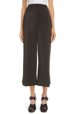 Lemaire Soft Loose Silk Blend Crop Pants in Ebony